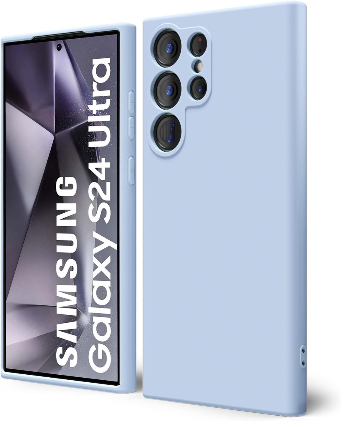 DIZORO Microfiber Candy Case Compatible for Samsung S24 Ultra Smooth Touch Cushion Liquid Soft Silicone Gel Rubber Phone Cases Non-Slip Full Body Protective Shockproof Back Cover (Sierra Blue)