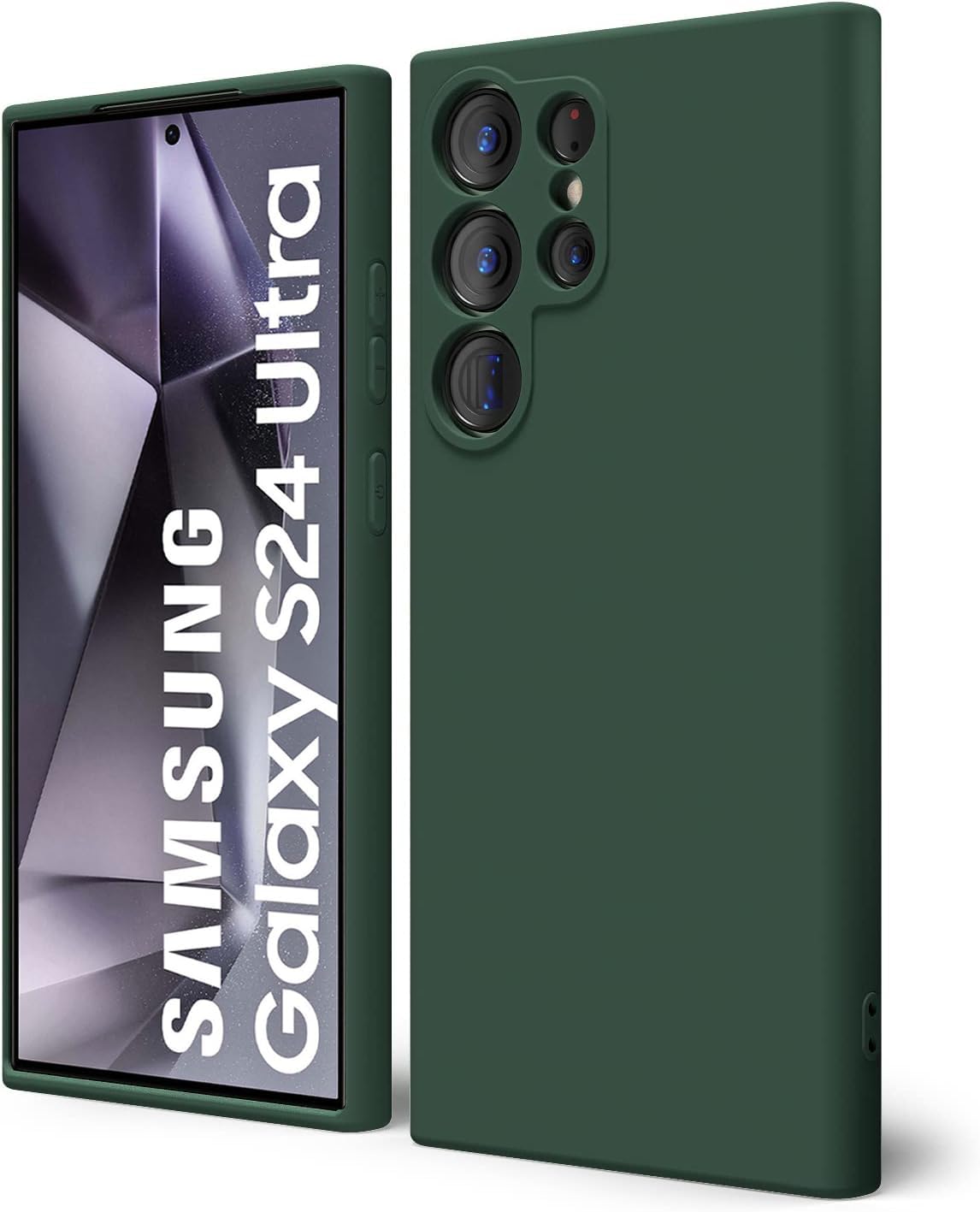 DIZORO Microfiber Candy Case Compatible for Samsung S24 Ultra Smooth Touch Cushion Liquid Soft Silicone Gel Rubber Phone Cases Non-Slip Full Body Protective Shockproof Back Cover (Forest Green.)