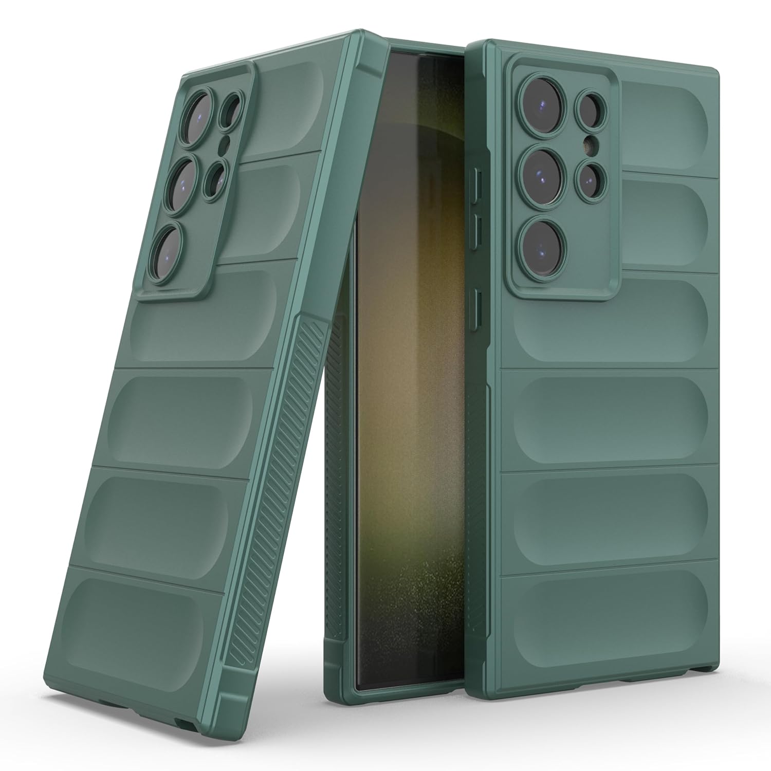 amazon basics Back Case Cover for Samsung Galaxy S24 Ultra 5G (Silicone_DarkGreen)
