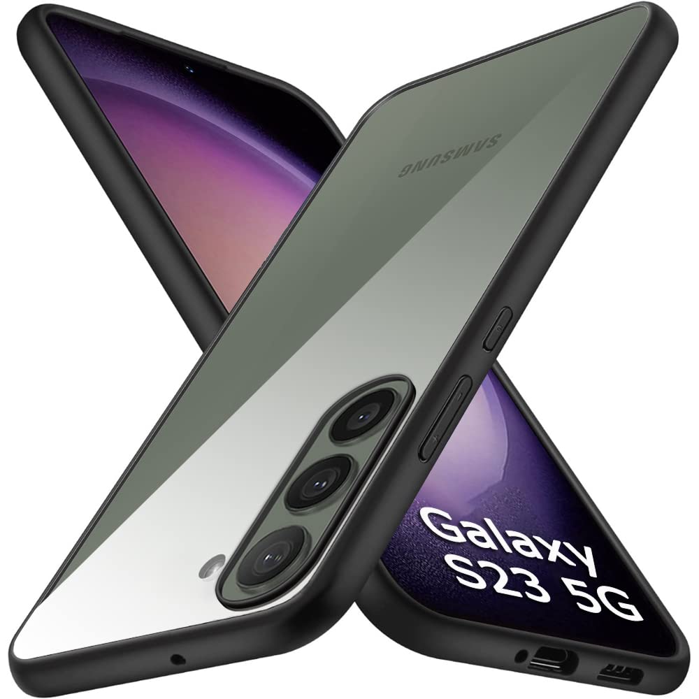 TheGiftKart Ultra-Hybrid Shockproof Back Cover Case for Samsung Galaxy S23 5G | Camera Protection Bump | Hard Back Cover Case for Samsung S23 5G (PC & TPU, Crystal Clear Back, Black Sides)