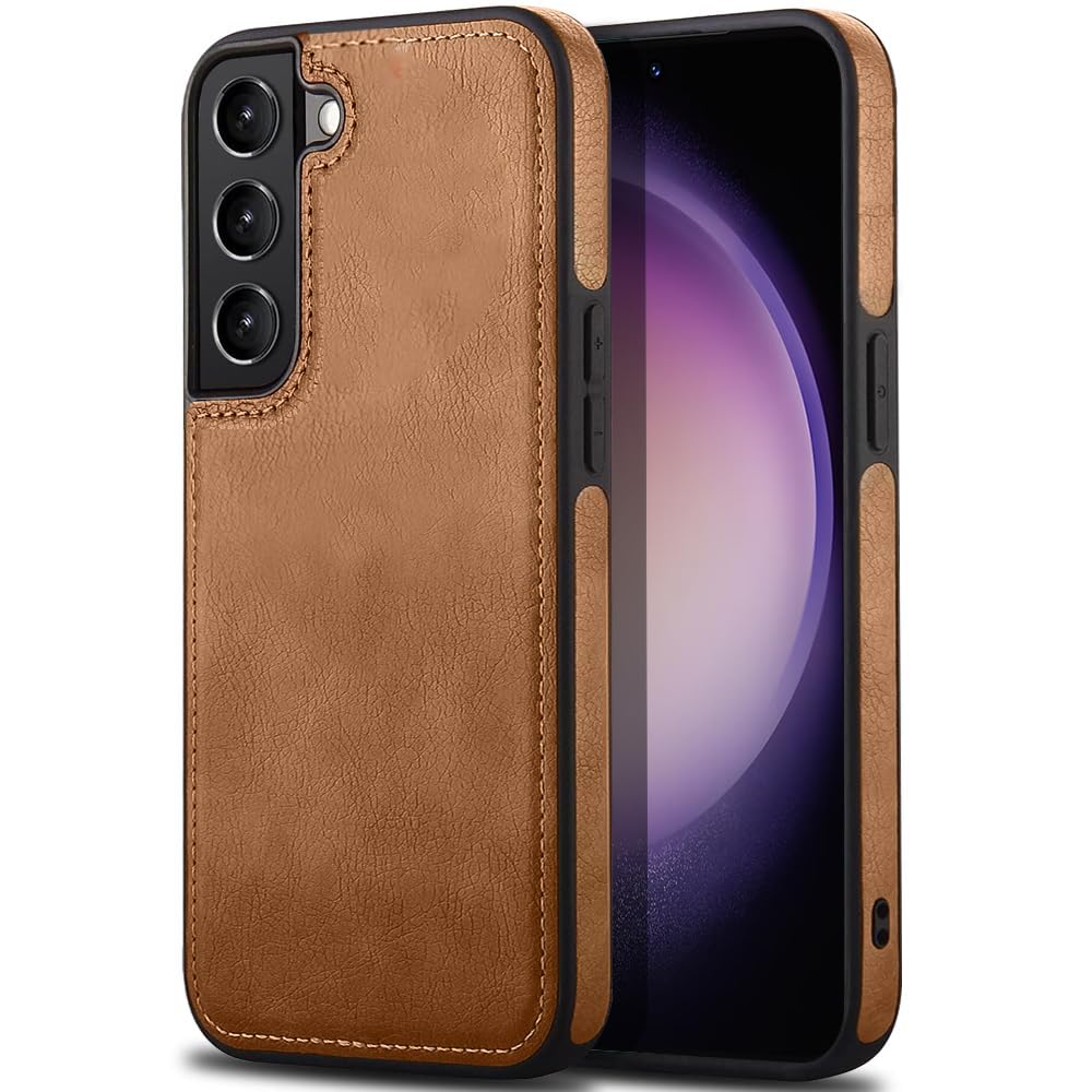 KARWAN®️ Genuine Leather Finish Samsung Galaxy S23 Back Cover Case |Shockproof Design |Raised Edges for Camera & Screen Protection |Super Soft – Touch |Leather Case for Samsung Galaxy S23(Brown)