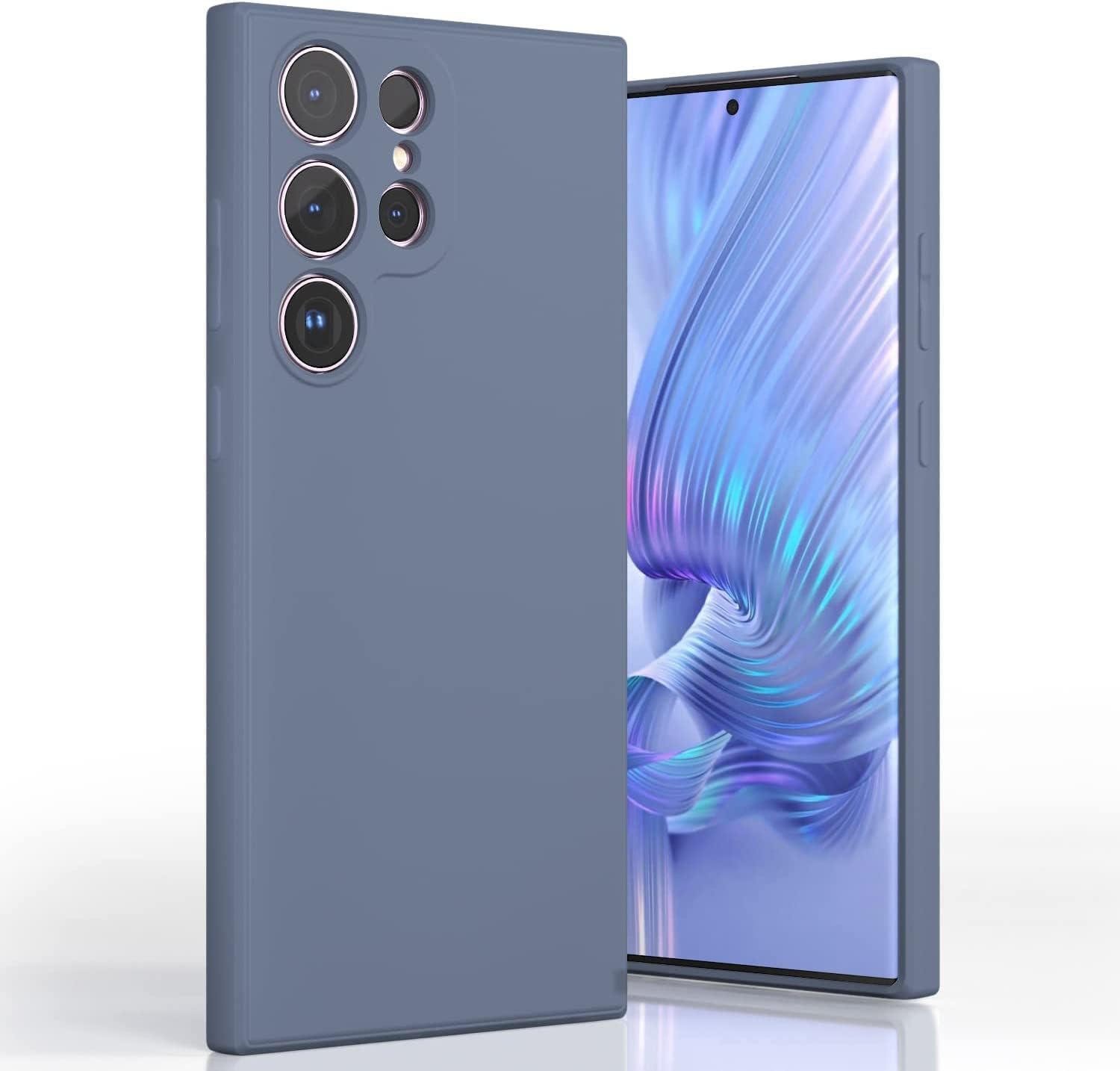 DIZORO Compatible with Samsung S23 Ultra 5G Back Cover with Upgraded Square Edges for Camera Protection Shockproof Flexible Matte Liquid Silicone Mobile Phone Case (Lavender Grey)