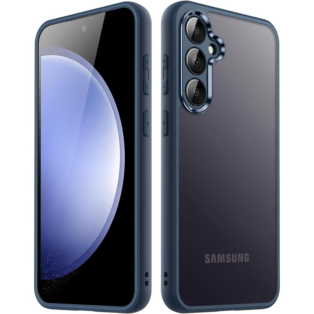 Casotec Back Cover | Electroplated Crome Metal Ring | Camera Protection Bump | Raised Edges | PC TPU Hybrid Clear Case | Transparent Bumper Case for Samsung Galaxy S23 FE 5G (Blue)