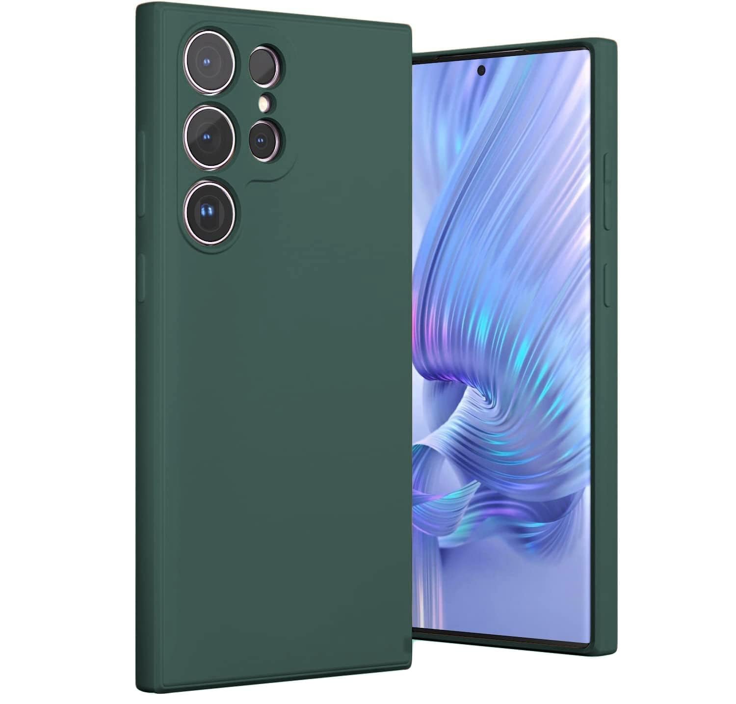 DIZORO Compatible with Samsung S23 Ultra 5G Back Cover with Upgraded Square Edges for Camera Protection Shockproof Flexible Matte Liquid Silicone Mobile Phone Case (New Forest Green)