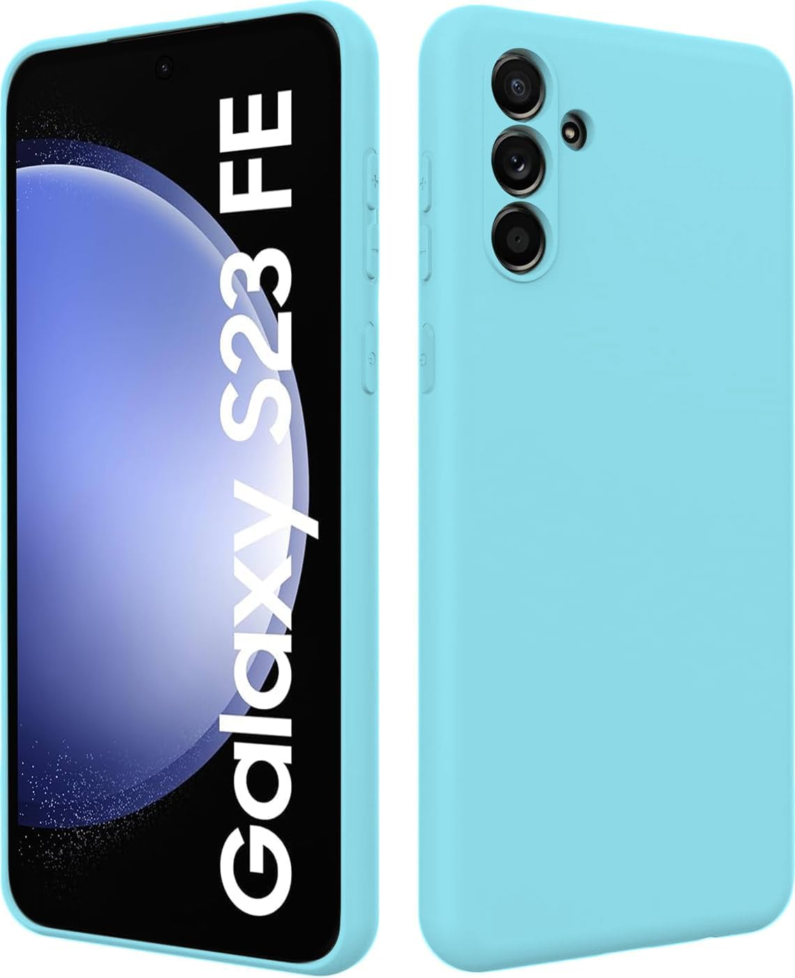 DIZORO Microfiber Candy Case Compatible with Samsung S23 FE 5G Smooth Touch Cushion Liquid Soft Silicone Gel Rubber Phone Cases Non-Slip Full Body Protective Shockproof Back Cover (Mint)