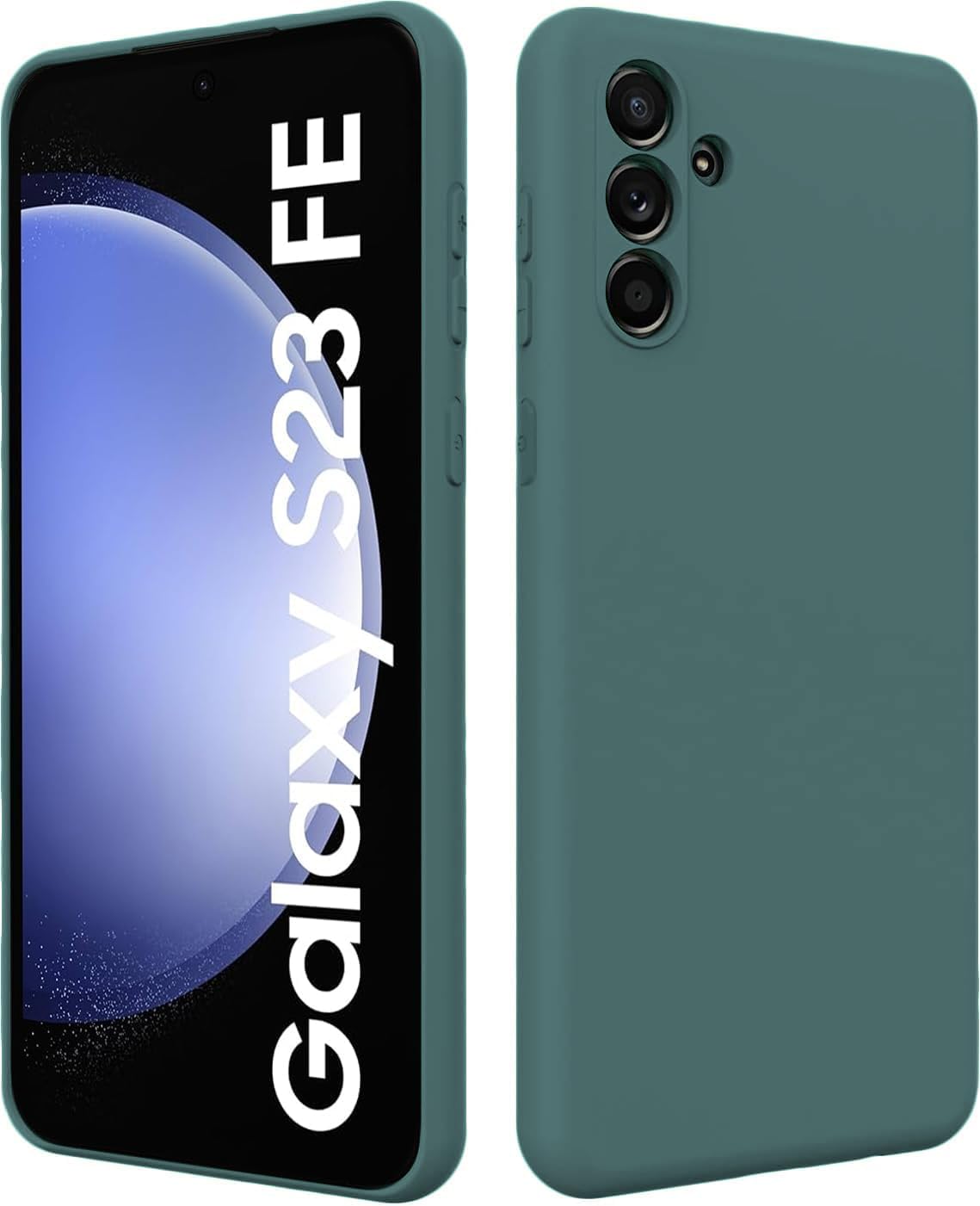 DIZORO Microfiber Candy Case Compatible for Samsung S23 FE 5G Smooth Touch Cushion Liquid Soft Silicone Gel Rubber Phone Cases Non-Slip Full Body Protective Shockproof Back Cover – Forest Green