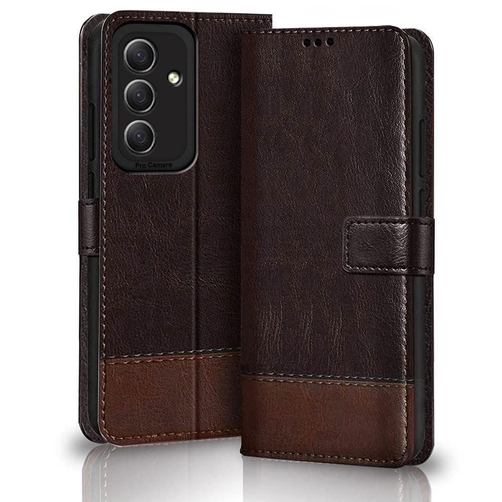 TheGiftKart Flip Back Cover Case for Samsung Galaxy S23 FE 5G | Dual-Color Leather Finish | Micro-Fibre Lining Inside | Inbuilt Stand & Pockets | Flip Case Cover for Samsung S23 FE (Coffee & Brown)