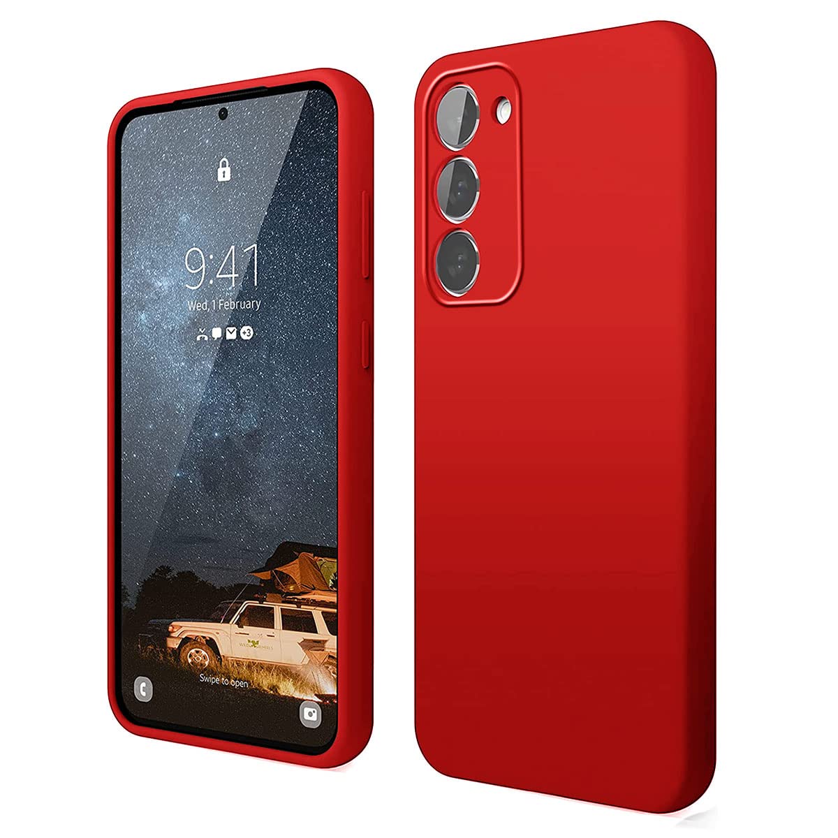 LIRAMARK Liquid Silicone Soft Back Cover Case for Samsung Galaxy S23 Plus 5G (Red)