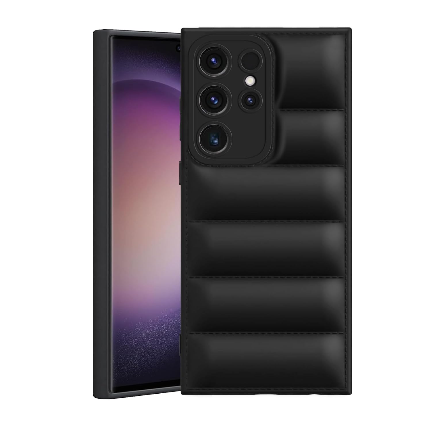 Amazon Brand – Solimo Puffer Case Camera Protection Soft Back Cover for Samsung Galaxy S23 Ultra – Black – Rubber Amazon Brand – Solimo Puffer Case Camera Protection Soft Back Cover for Samsung Galaxy S23 Ultra – Black – Rubber