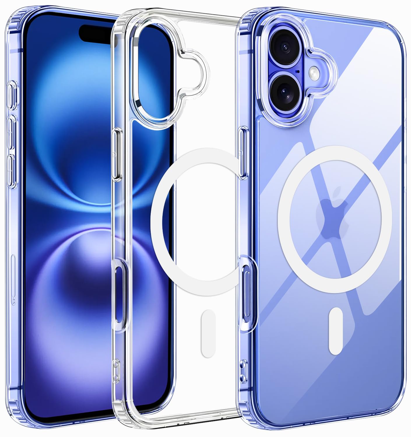 Amozo for iPhone 16 Back Case Cover | Ultra Hybrid Mag-Safe Camera and Drop Protection Back Case Cover for iPhone 16 – (Polycarbonate|Clear)