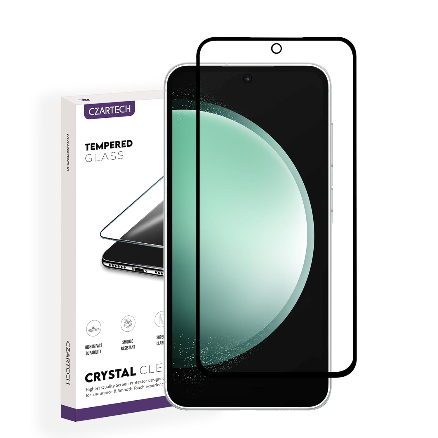 Czartech Tempered Glass Screen Protector For Samsung Galaxy S23 FE 5G (6.4” Inch) Edge-to-Edge Screen Protector With Easy Cleaning Kit