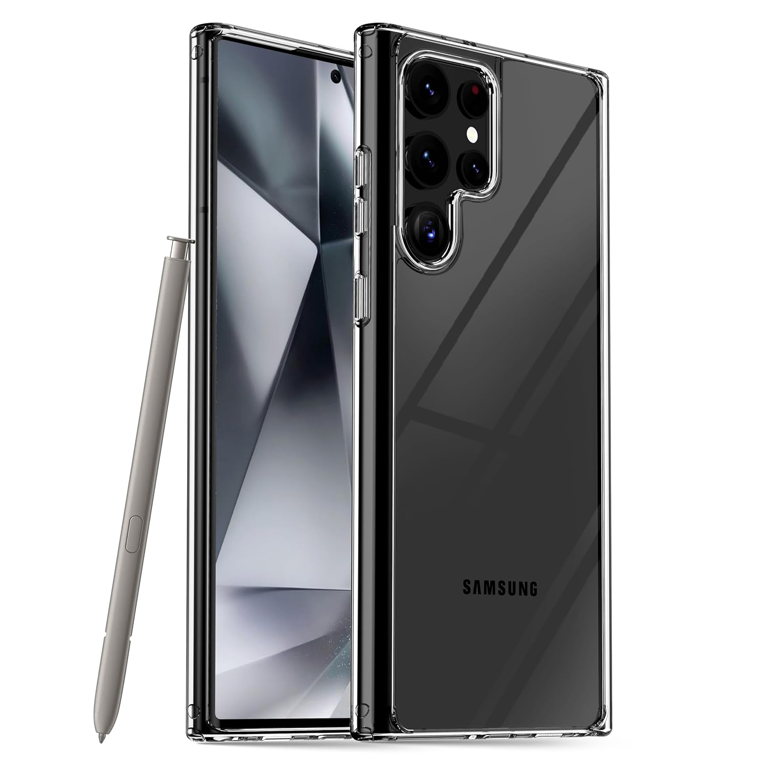 Czartech Ultra-Hybrid Crystal Clear Back Cover Case for Samsung Galaxy S24 Ultra 5G | TPU + Tough Polycarbonate Back I 10ft Drop Protection Tested (Transparent)