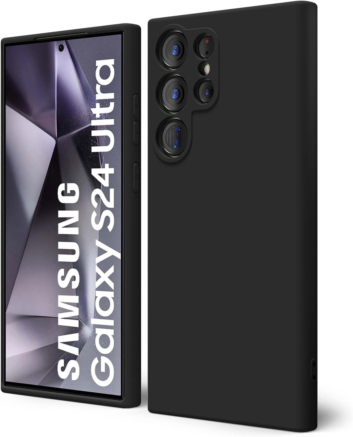 DIZORO Microfiber Candy Case Compatible for Samsung S24 Ultra Smooth Touch Cushion Liquid Soft Silicone Gel Rubber Phone Cases Non-Slip Full Body Protective Shockproof Back Cover, Black.