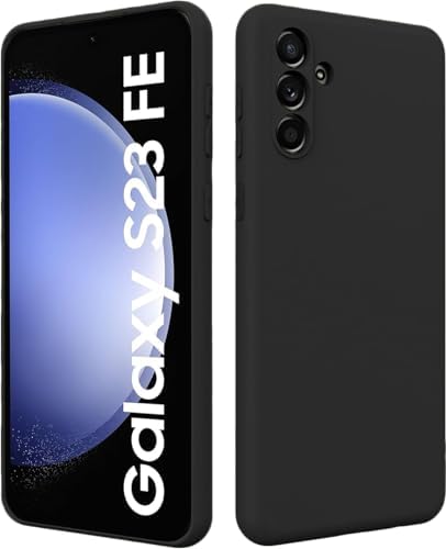 DIZORO Microfiber Candy Case Compatible with Samsung S23 FE 5G Smooth Touch Cushion Liquid Soft Silicone Gel Rubber Phone Cases Non-Slip Full Body Protective Shockproof Back Cover (Black)
