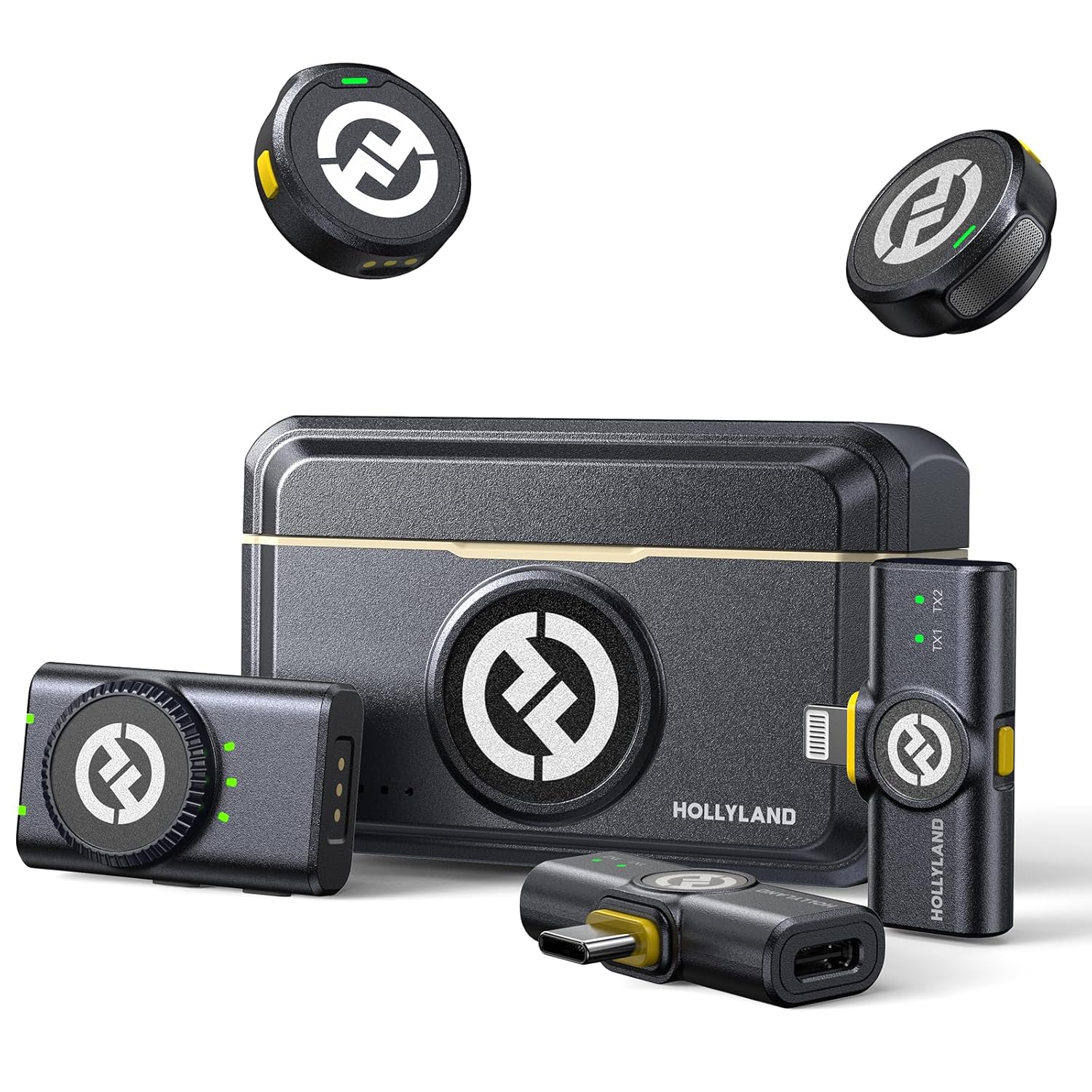 HollyView Lark M2 Wireless Lavalier Microphone For Iphone/Android/Camera/USB-C/Plug, 48KHz 24 Bit, 1000 Ft Range, Noise Cancellation, 30H Battery For Video Recording, Streaming