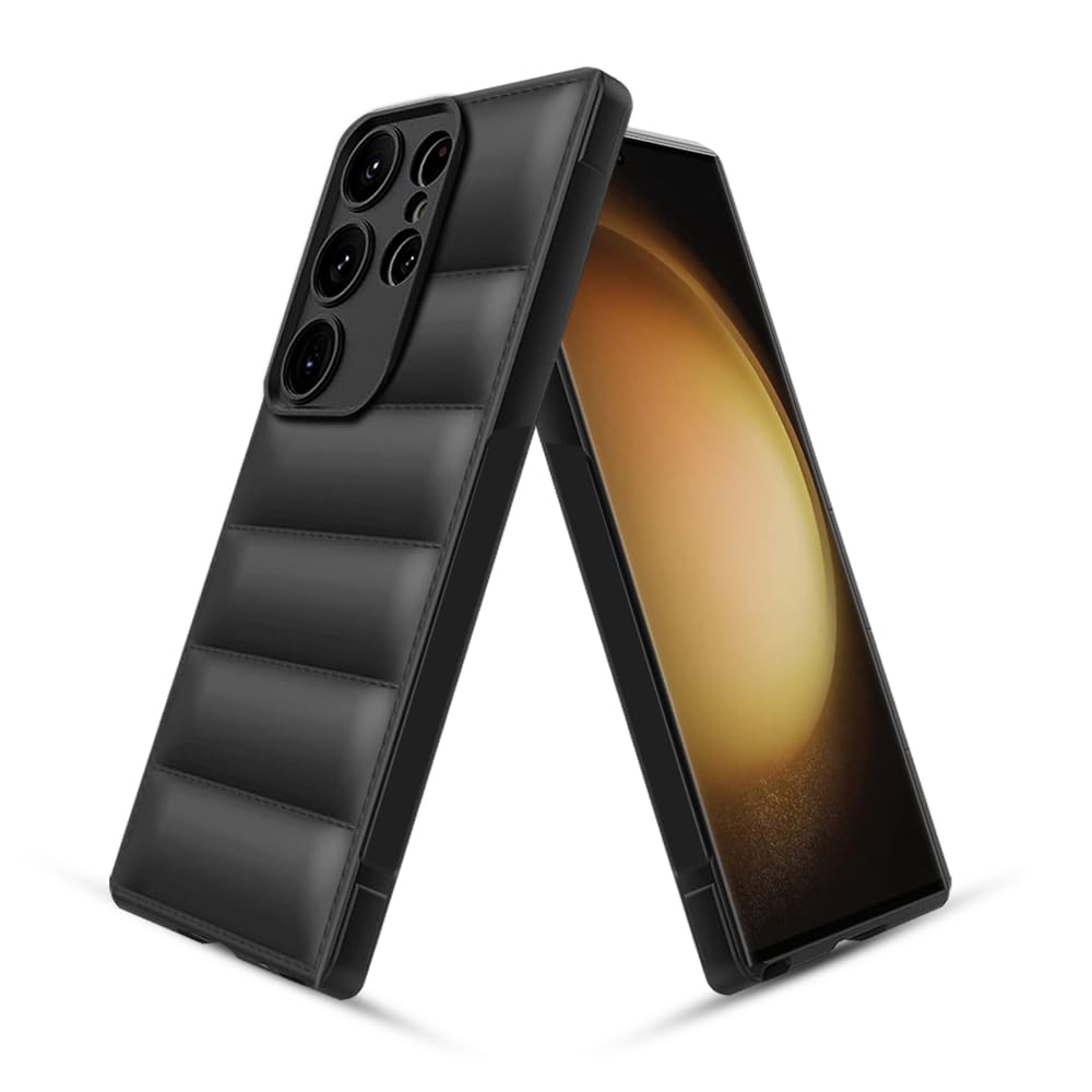 KARWAN® Puffer Edition Silicone Case Cover for Samsung Galaxy S24 Ultra | Scratch Resistance Mobile Cover, Camera Protection Case Compatible with Black