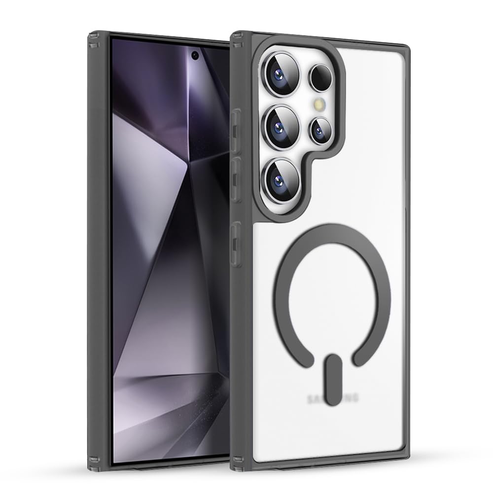 KARWAN®️ Hybrid Transparent Samsung Galaxy S24 Ultra Back Cover Case Compatibe with Mag-Safe | Shockproof Design |Camera Protection Bump |Transparent Back Cover Case for Samsung Galaxy S24 Ultra|Black