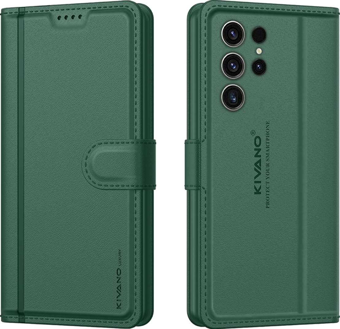 KIVANO LUXE® Compatible with Samsung Galaxy S23 Ultra 5G Artisanal Leather Wallet Case with Card Holder for Men Women, Magnetic Flip Folio Cover with Stand RFID Blocking Cell Case