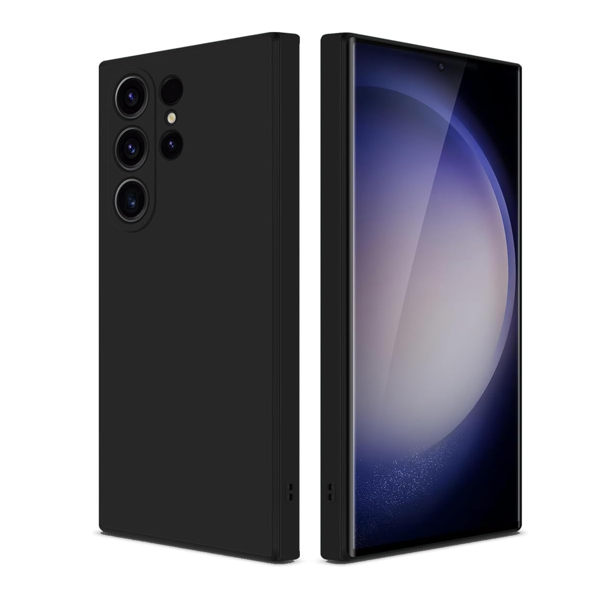 LIRAMARK Silicone Soft Back Cover Case with Micro-Fibre Cloth On Inner Side for Samsung Galaxy S23 Ultra (Black)