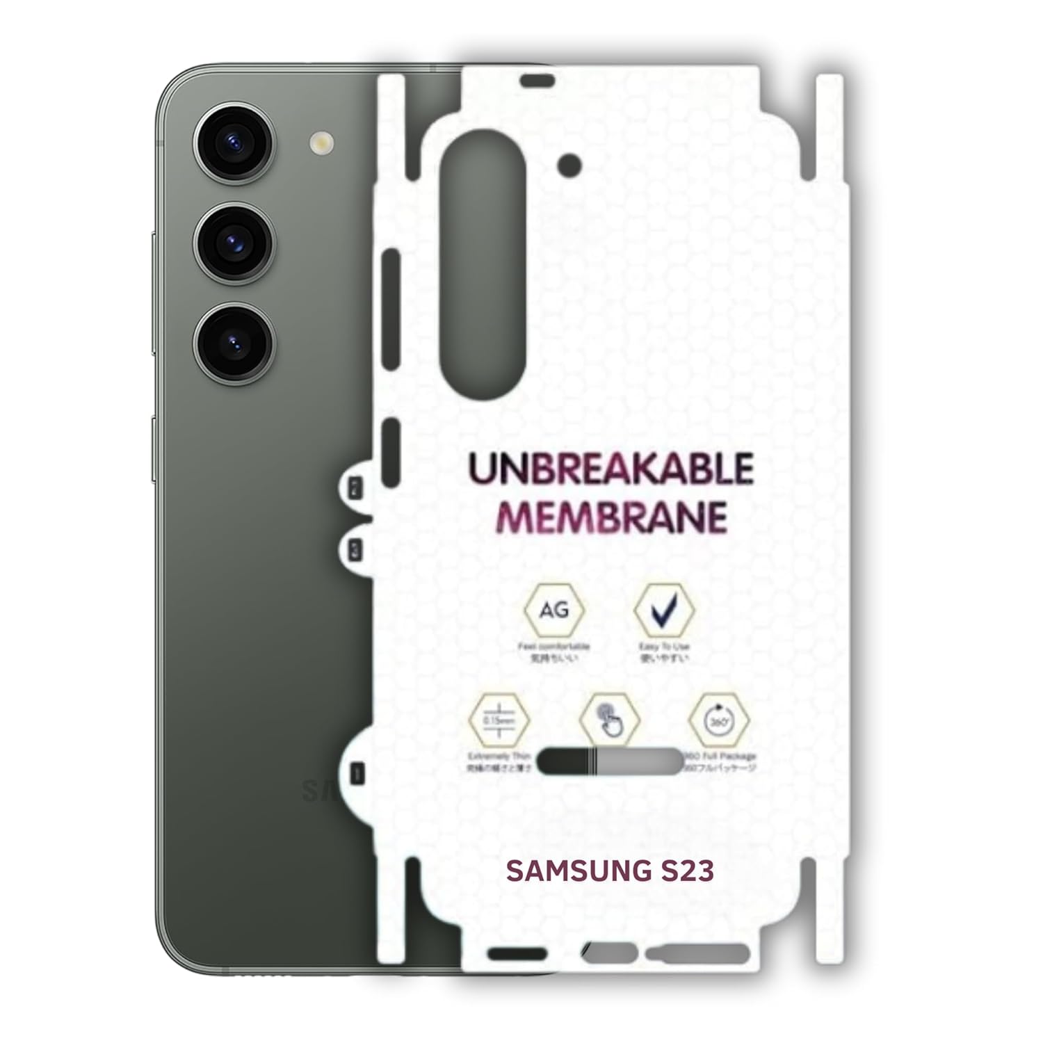 Matte Membrane for Samsung Galaxy S23, Durable Transparent Back Skin for Samsung Galaxy S23 – Scratch-Resistant, Precision Fit Membrane for Samsung Galaxy S23