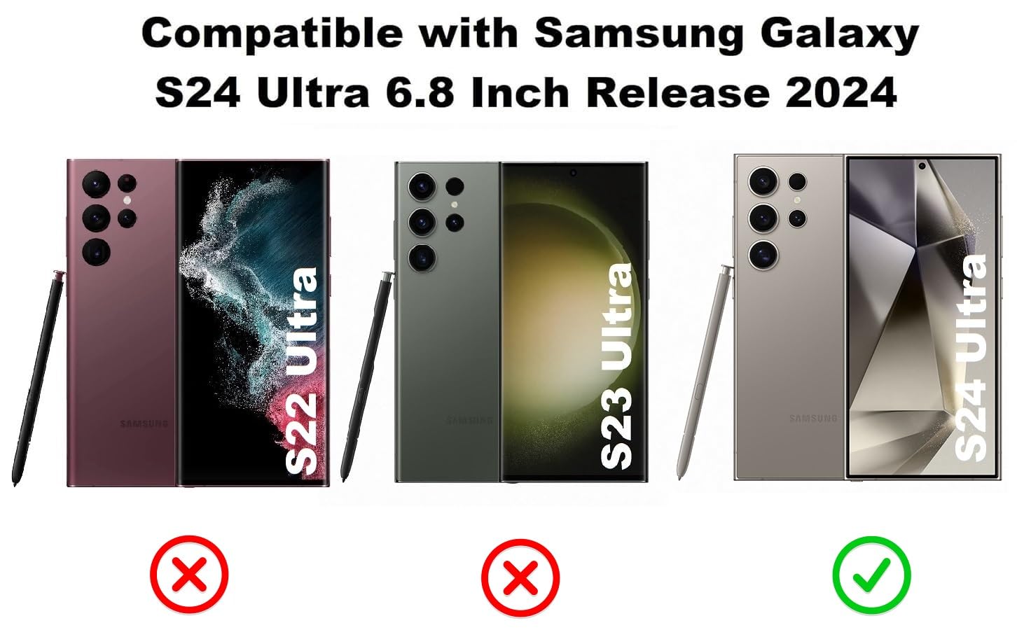 Midkart Leather Flip Cover Compatible with Samsung Galaxy S24 Ultra with Card Holder Built-in Kickstand Inner Hard PC Full Body and Camera Protection Case, Beige