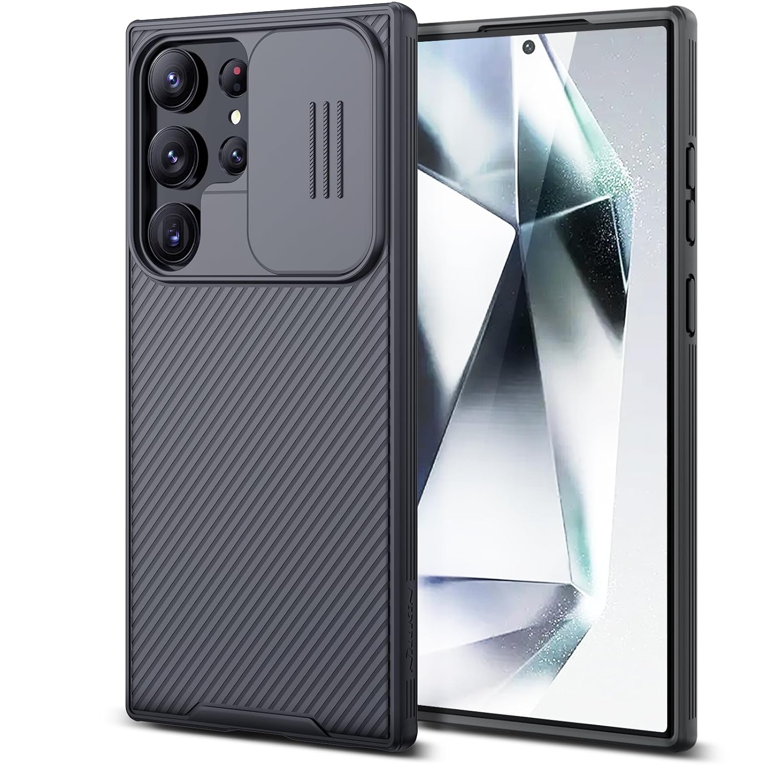 Nillkin for Samsung Galaxy S24 Ultra Case with Camera Cover, [Non Slip & Anti-Fingerprint] [Drop Protection], Slim Thin Protective Phone Case for Samsung S24 Ultra 6.8 Inch, Black