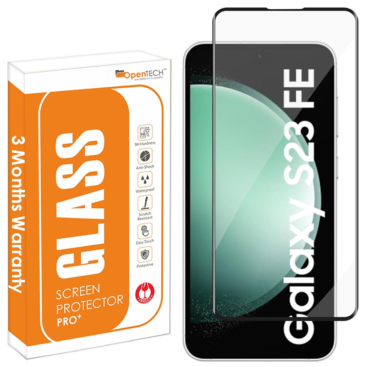 OpenTech® Tempered Glass Screen Protector Compatible for Samsung Galaxy S23 FE 5G with Edge to Edge Coverage and Easy Installation kit