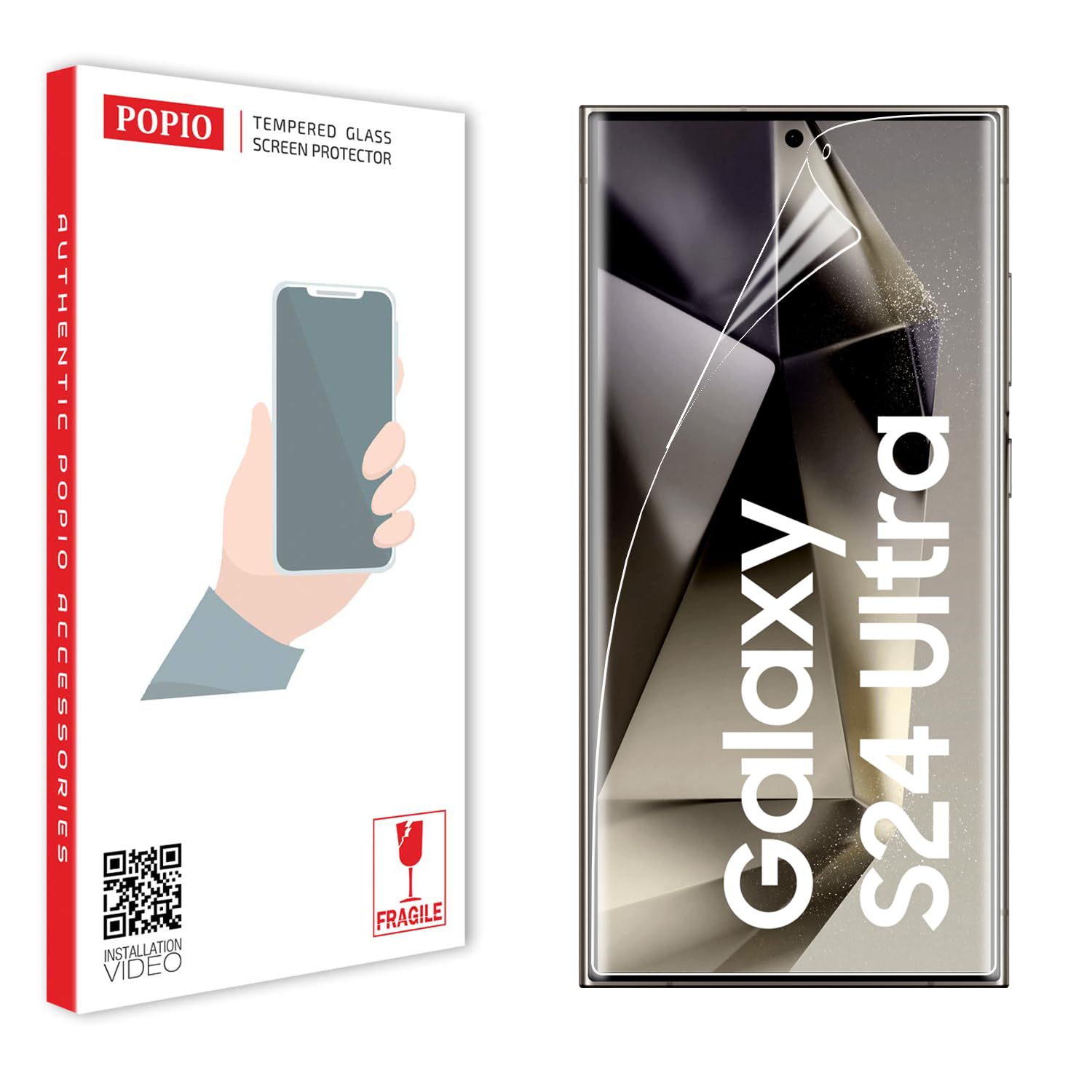 POPIO Acrylic Screen Guard For Samsung Galaxy S24 Ultra 5G Cellphone (Transparent) Edge To Edge Full Screen Coverage With Easy Installation Kit