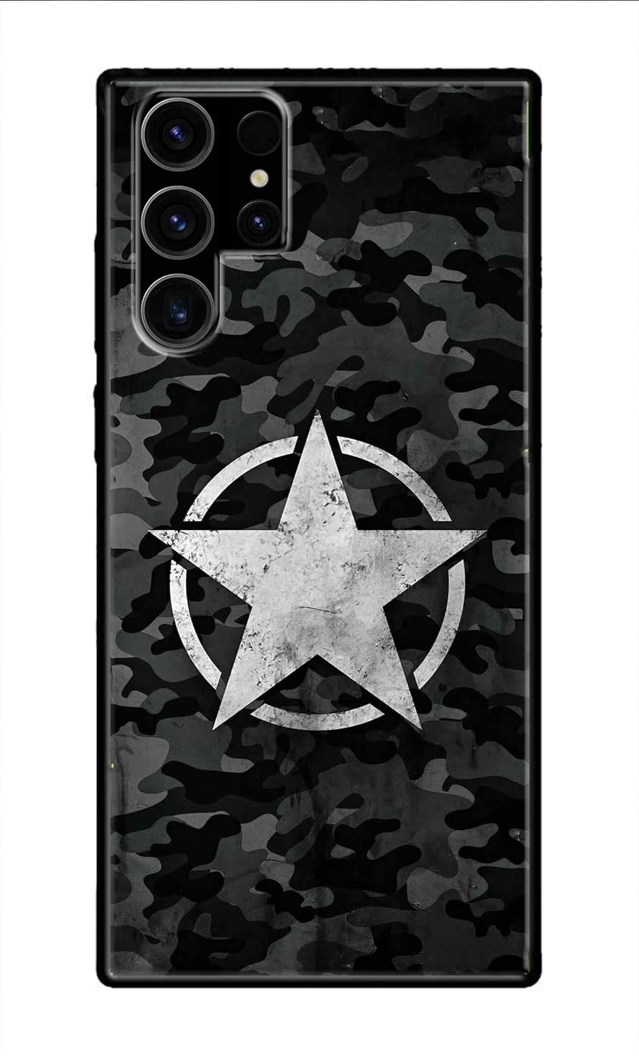 PRINTFIDAA® Metal TPU Printed Back Cover for Samsung Galaxy S23 Ultra 5G (Camouflage Star) 360 Degree Protection | Camera Protection -25092024(AM)