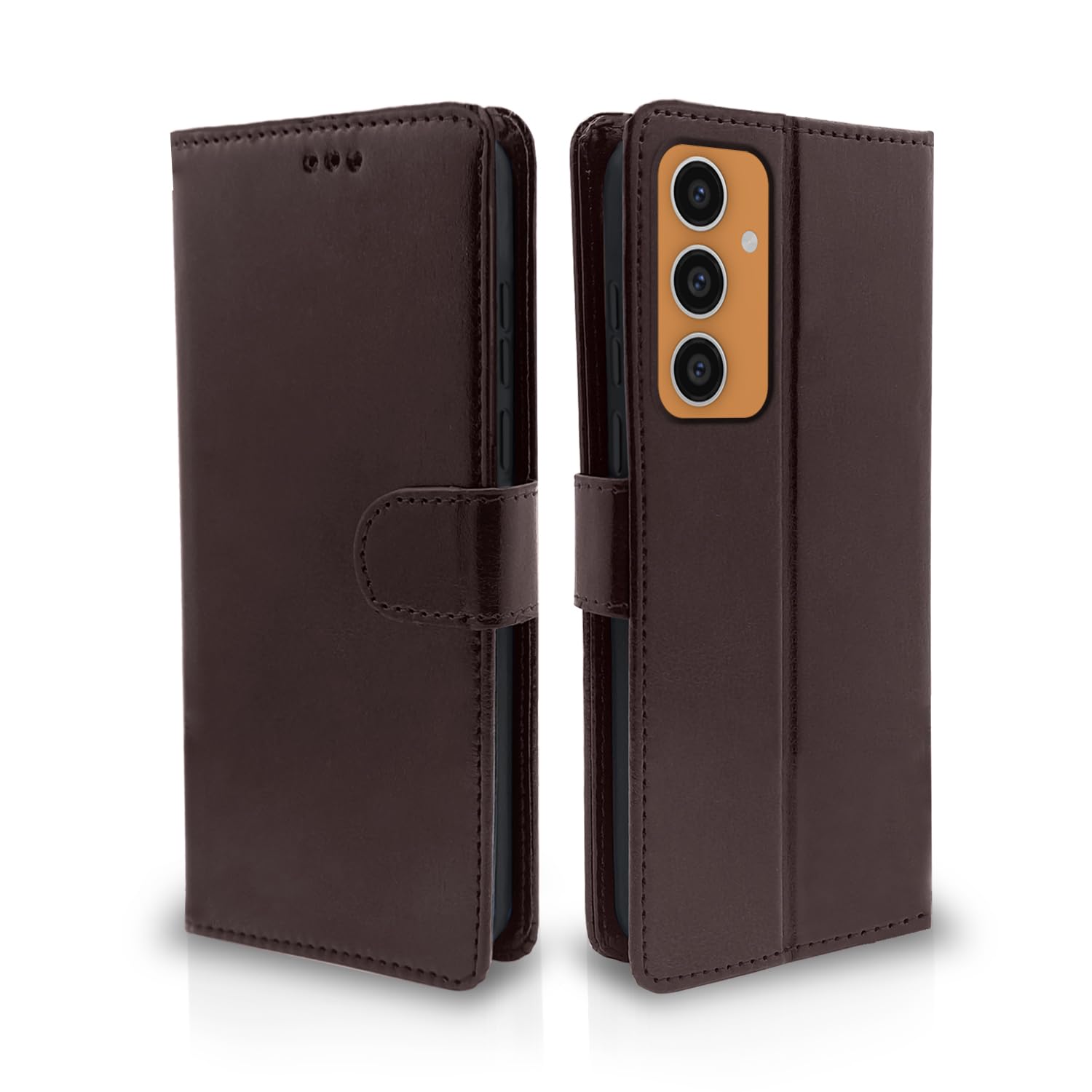 Pikkme Samsung Galaxy S23 FE 5G Flip Cover Leather Finish | Wallet Stand and Shock Proof | Inside TPU with Card Pockets | Complete Protection Flip Case (Coffee)