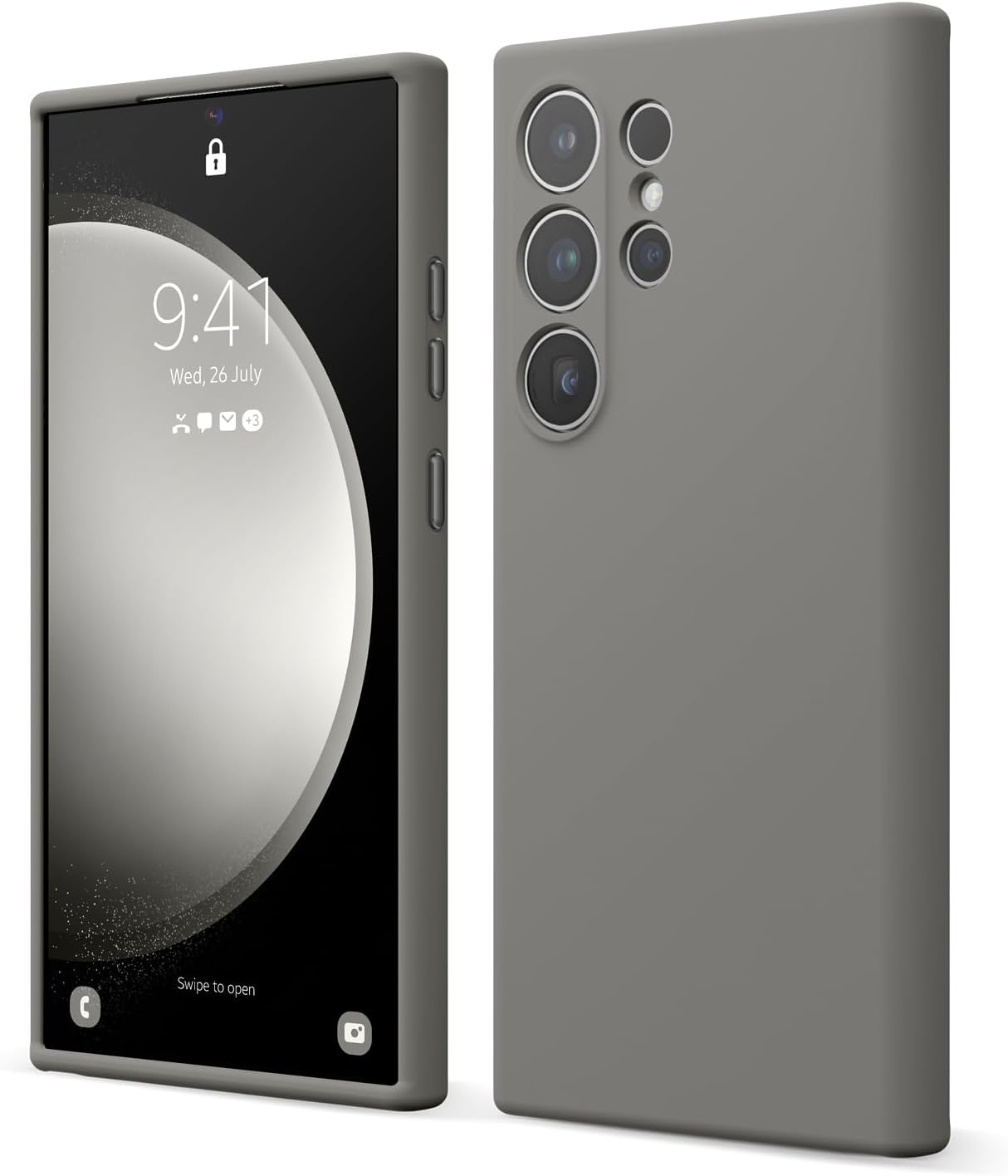 SBMS Samsung Galaxy S24 Ultra Case- Silicone Full Cover Protective Case with Soft Microfiber Lining Support Wireless Charging Samsung S24 Ultra Phone Case (Black) (Medium Grey)