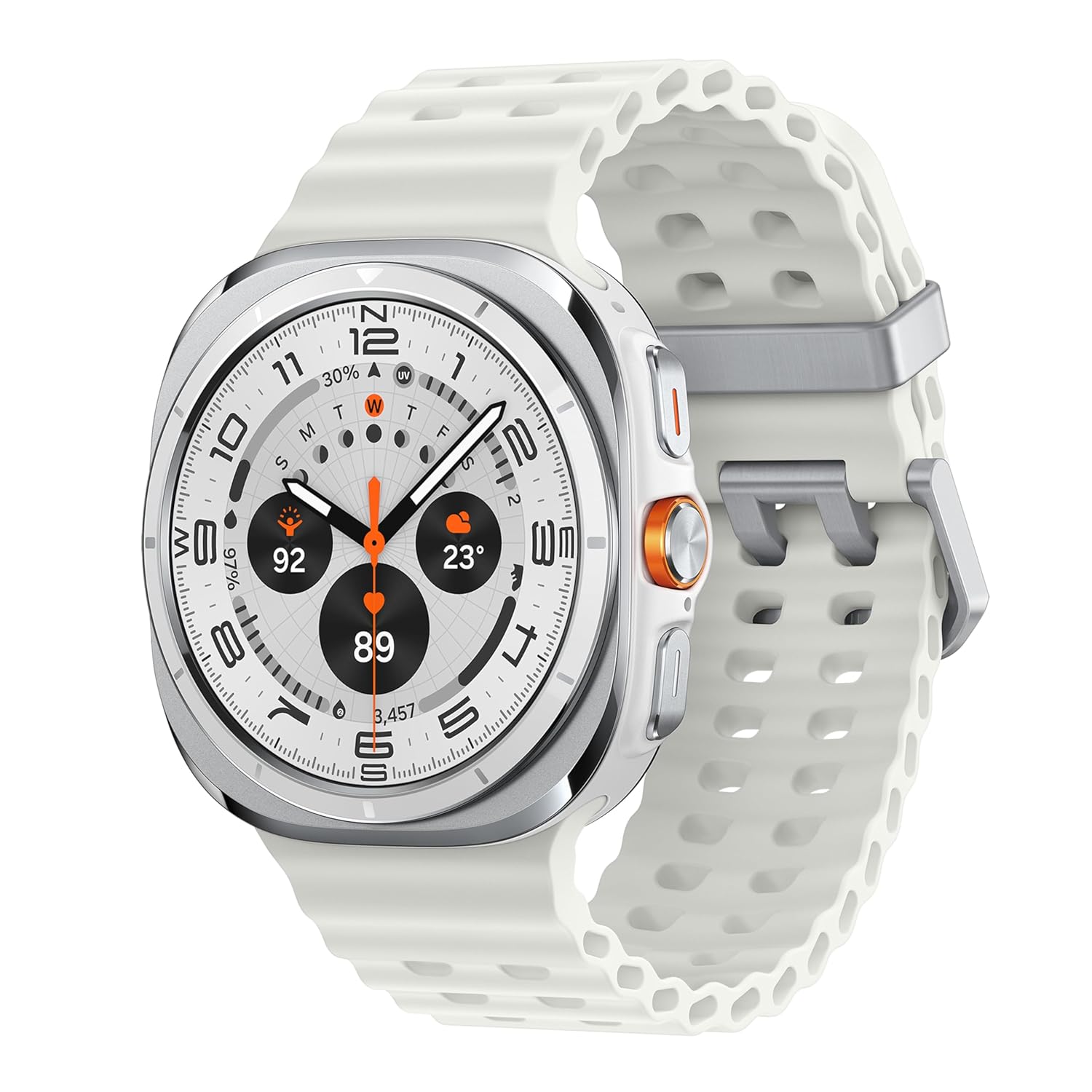 Samsung Galaxy Watch Ultra (47mm, LTE, White) with Upto 100h battery | 3nm Processor | Dual GPS | Quick Button/Siren | Sapphire Glass & Titanium | 10ATM & IP68 | BP & ECG Monitor | Energy Score & AGEs Samsung Galaxy Watch Ultra (47mm, LTE, White) with Upto 100h battery | 3nm Processor | Dual GPS | Quick Button/Siren | Sapphire Glass & Titanium | 10ATM & IP68 | BP & ECG Monitor | Energy Score & AGEs