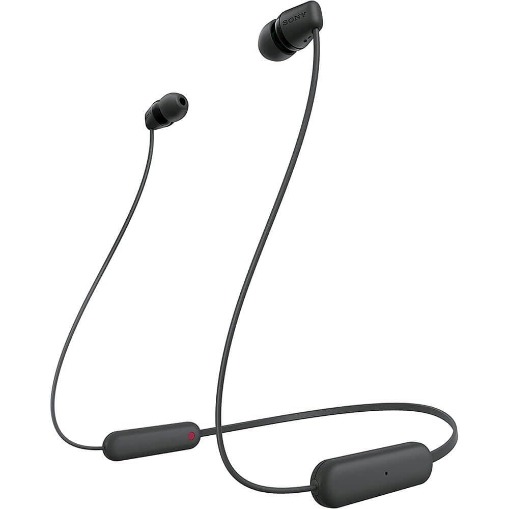 Sony WI-C100 Wireless Headphones with Customizable Equalizer for Deep Bass & 25 Hrs Battery, DSEE-Upscale, Splash Proof, 360RA, Fast Pair, in-Ear Bluetooth Headset with mic for Phone Calls (Black)