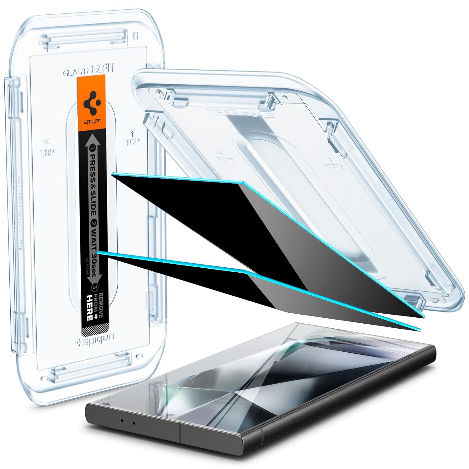 Spigen Ez Fit Privacy Tempered Glass Screen Protector Guard For Samsung Galaxy S24 Ultra Smartphone-2 Pack