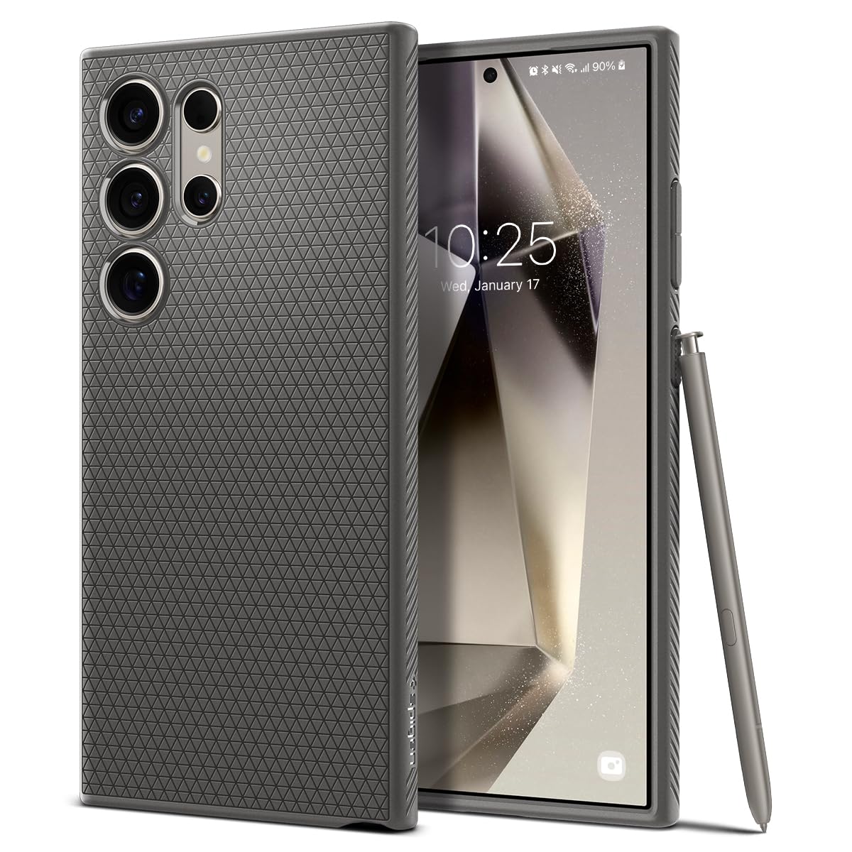 Spigen Liquid Air Back Cover Case Compatible with Galaxy S24 Ultra (TPU | Marble Gray)