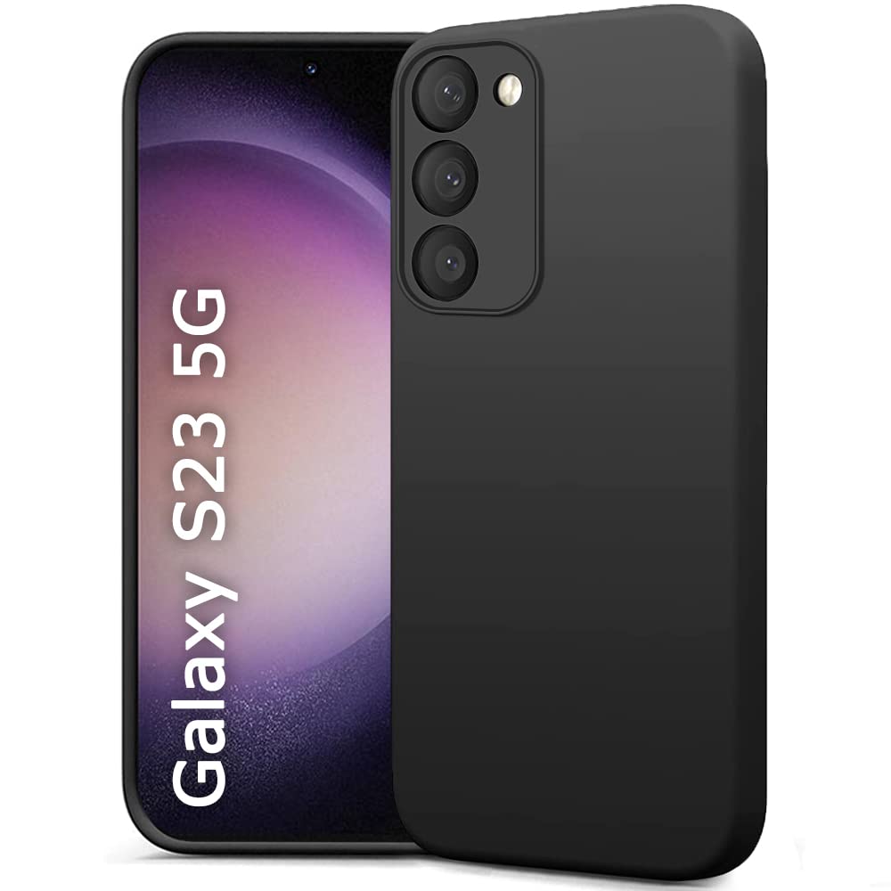 TheGiftKart Genuine Liquid Silicone Back Cover Case for Samsung Galaxy S23 5G | Soft Micro-Fibre Lining Inside | Total Camera Protection | Shockproof Back Cover Case for Samsung S23 5G (Black)