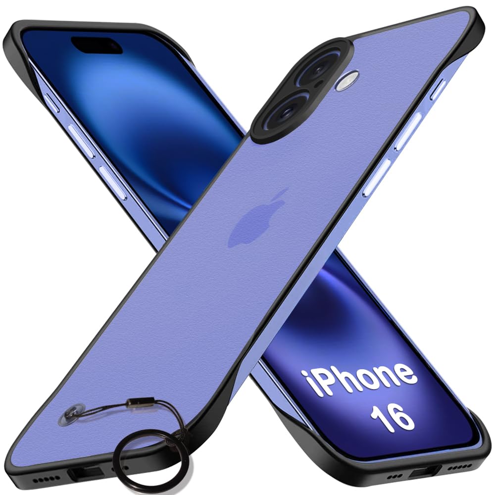 TheGiftKart Hybrid Ultimate Slim Back Case Cover for iPhone 16 | Camera & Screen Protection | Frosted Matte Translucent Hard Back Case Cover for iPhone 16 (PC & TPU, Black Bumper)