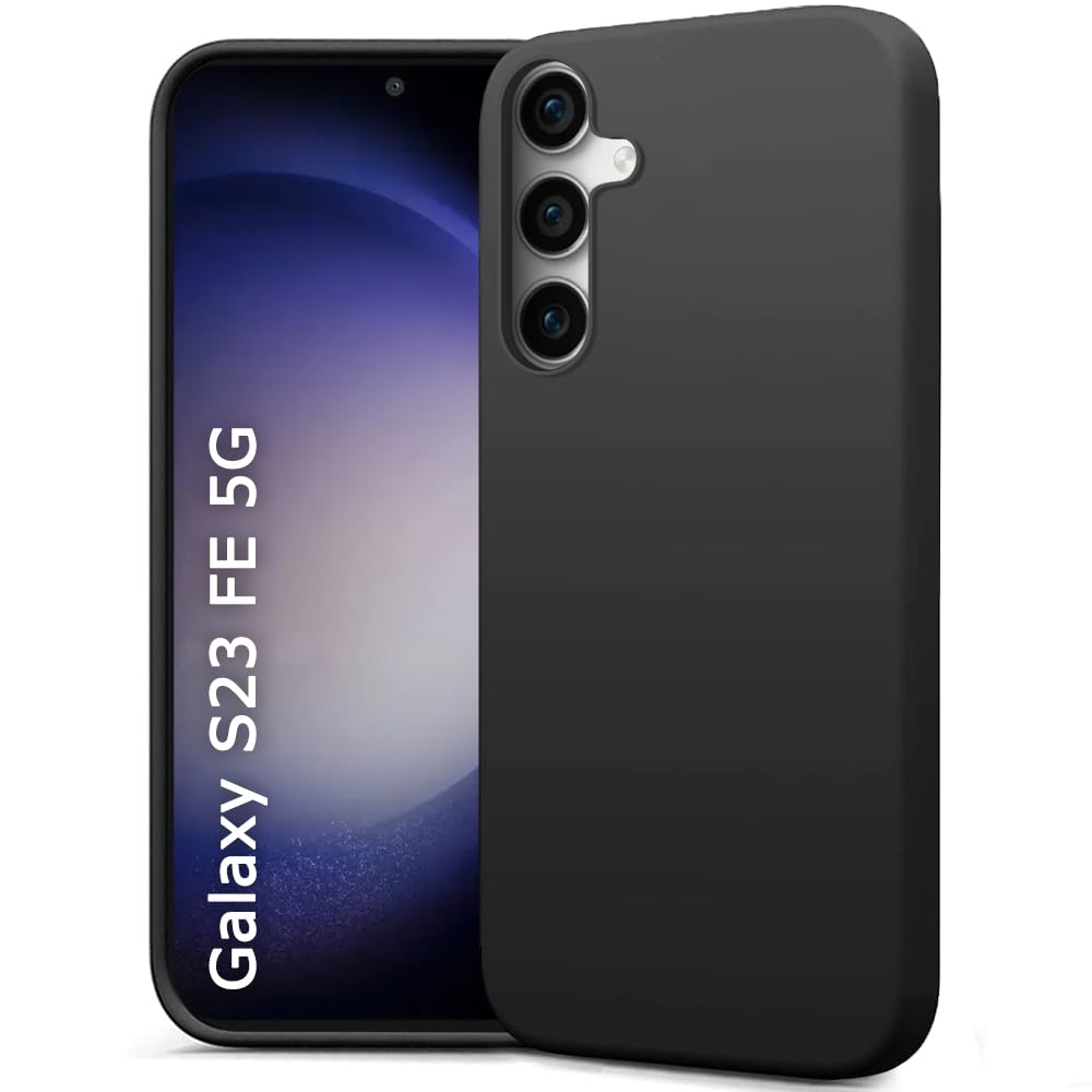 TheGiftKart Liquid Silicone Back Cover Case for Samsung Galaxy S23 FE 5G | Soft Micro-Fibre Lining Inside | Camera Protection Bump | Shockproof Back Cover Case for Samsung Galaxy S23 FE 5G (Black)