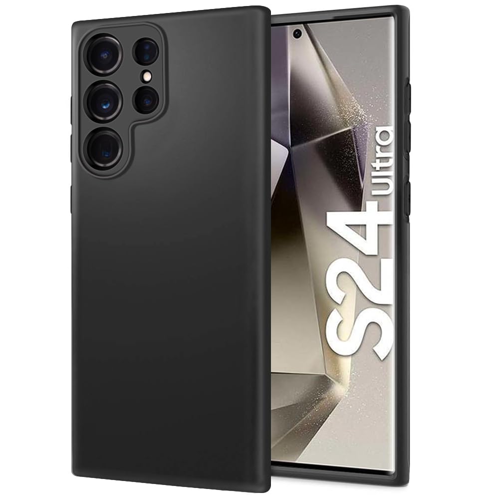 TheGiftKart Sleek Back Cover Case for Samsung Galaxy S24 Ultra 5G | Slim Fit Protective Design | Ultra Matte Finish | Camera Protection Bump | Soft Back Cover for Samsung S24 Ultra (Silicone, Black)