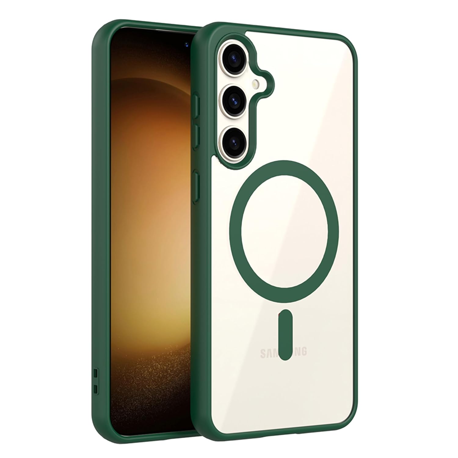 amazon basics Back Case Cover for Samsung Galaxy S23 FE 5G (Thermoplastic Polyurethane_MagSafe-Green)