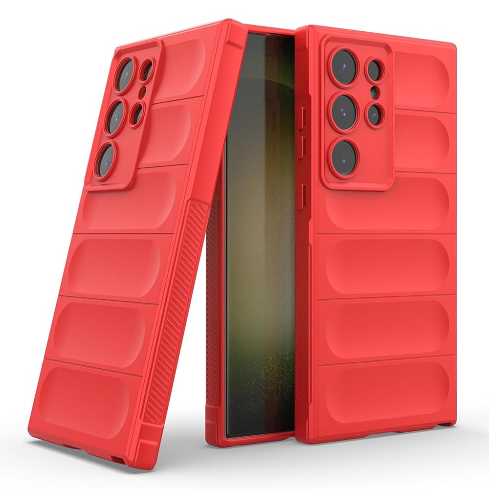 amazon basics Basic Case for Samsung Galaxy S24 Ultra 5G (Silicone_Red)