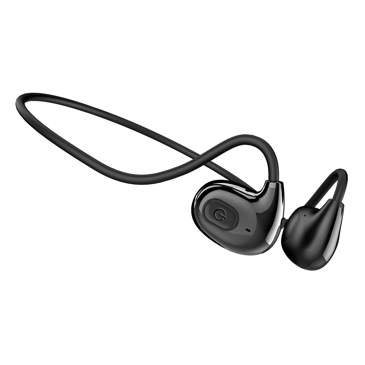pTron Tangent Play Open-Ear Wireless On Ear Neckband with Hd Mic,Safebeats Design Ear Health&Comfort,14Hrs Playtime,Bt V5.3 Wireless Headphones,Touch Control,Type-C Fast Charge&Ipx5(Shiny Black)