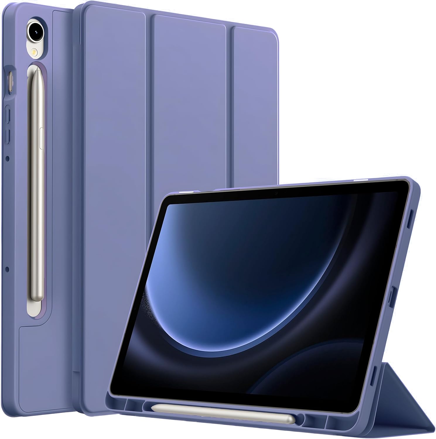 ProElite Cover for Samsung Galaxy Tab S9 FE 10.9 inch Cover, Soft Flexible Flip Case Cover with S Pen Holder for Samsung Galaxy Tab S9 FE 10.9 inch, Support Auto Sleep Wake, [Recoil Series] – Lavender