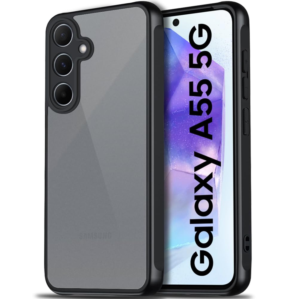 TheGiftKart Ultra-Hybrid Shockproof Back Cover Case for Samsung Galaxy A55 5G | Camera Protection Bump | Hard Back Cover Case for Samsung A55 5G (PC & TPU, Smoked Matte Back, Black Sides) TheGiftKart Ultra-Hybrid Shockproof Back Cover Case for Samsung Galaxy A55 5G | Camera Protection Bump | Hard Back Cover Case for Samsung A55 5G (PC & TPU, Smoked Matte Back, Black Sides)