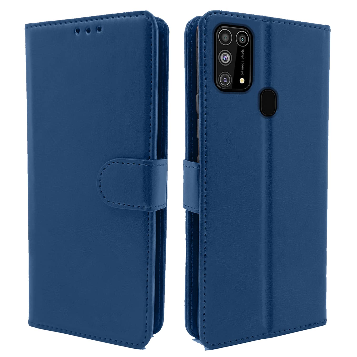Pikkme Flip Cover Leather Finish | Inside TPU with Card Pockets | Wallet Stand and Shock Proof | Complete Protection Flip Case for Samsung Galaxy M31 / F41 / M31 Prime(Blue)