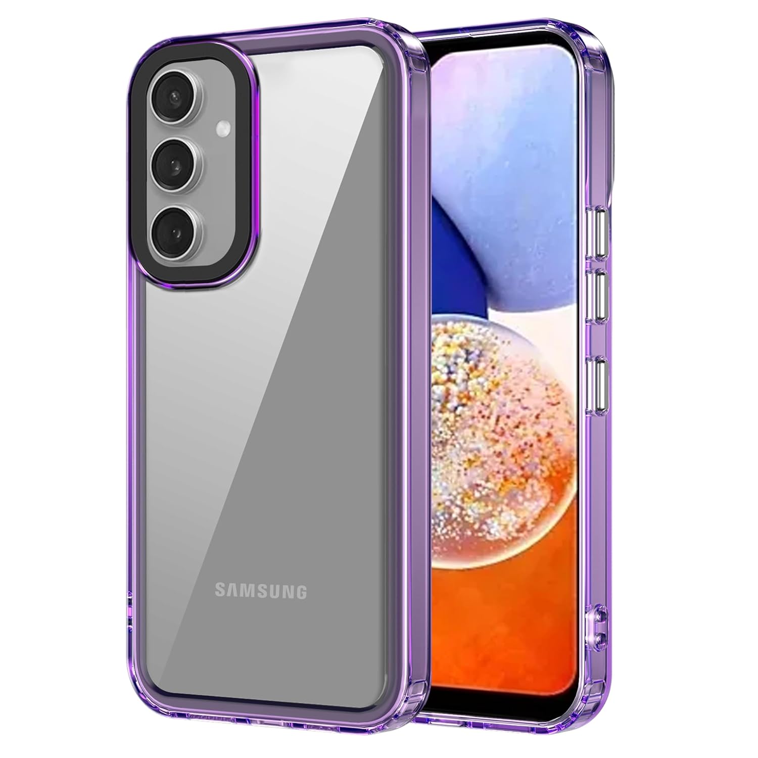 Amazon Basics Back Case Cover for Samsung Galaxy A35 5G (TPU + PC_Translucent Purple)