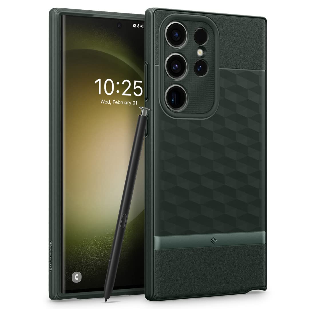 CASEOLOGY by Spigen Parallax Back Cover Case Compatible with Samsung Galaxy S23 Ultra Case (TPU and PC | Midnight Green)
