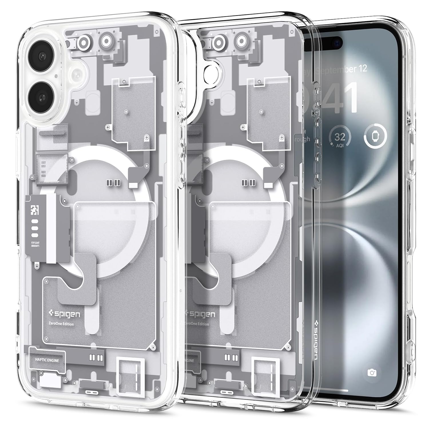 Spigen Ultra Hybrid Magfit Back Cover Case Compatible with iPhone 16 (TPU + Poly Carbonate | Zero One White)