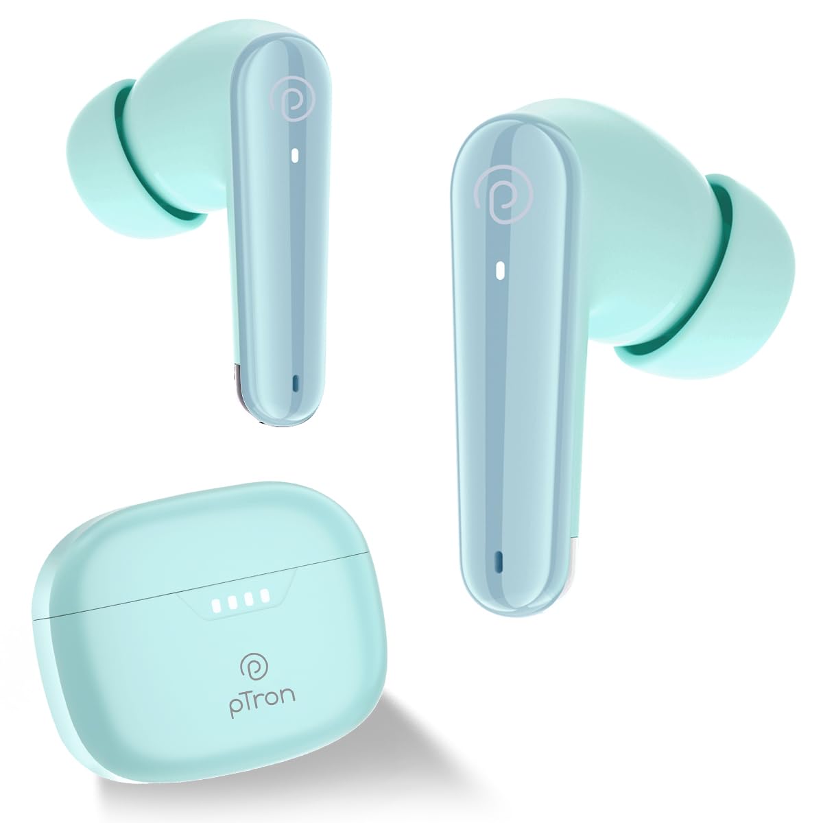 pTron Basspods Tour TWS Earbuds with 3D AudioScape, 45Hrs Playtime, TruTalk AI-ENC Calls, 50ms Low Latency Sync, BT v5.3, Type-C Fast Charging, Voice Asst. & IPX5 Water Resistant (Mint Julep) pTron Basspods Tour TWS Earbuds with 3D AudioScape, 45Hrs Playtime, TruTalk AI-ENC Calls, 50ms Low Latency Sync, BT v5.3, Type-C Fast Charging, Voice Asst. & IPX5 Water Resistant (Mint Julep)