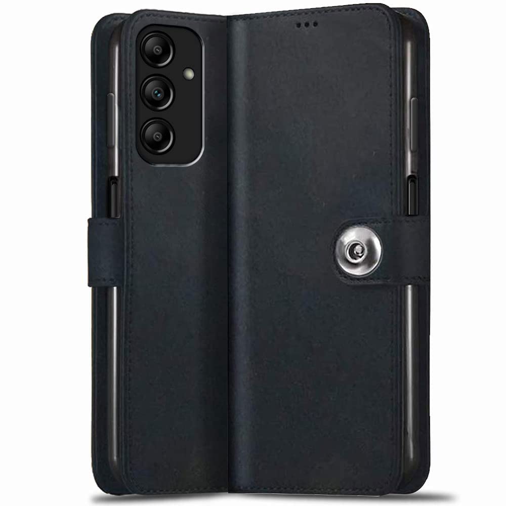TheGiftKart Flip Cover Back Case for Samsung Galaxy A14 4G / A14 5G | Genuine Leather Finish | Designer Button | Inbuilt Pockets & Stand | Flip Cover (Black) TheGiftKart Flip Cover Back Case for Samsung Galaxy A14 4G / A14 5G | Genuine Leather Finish | Designer Button | Inbuilt Pockets & Stand | Flip Cover (Black)
